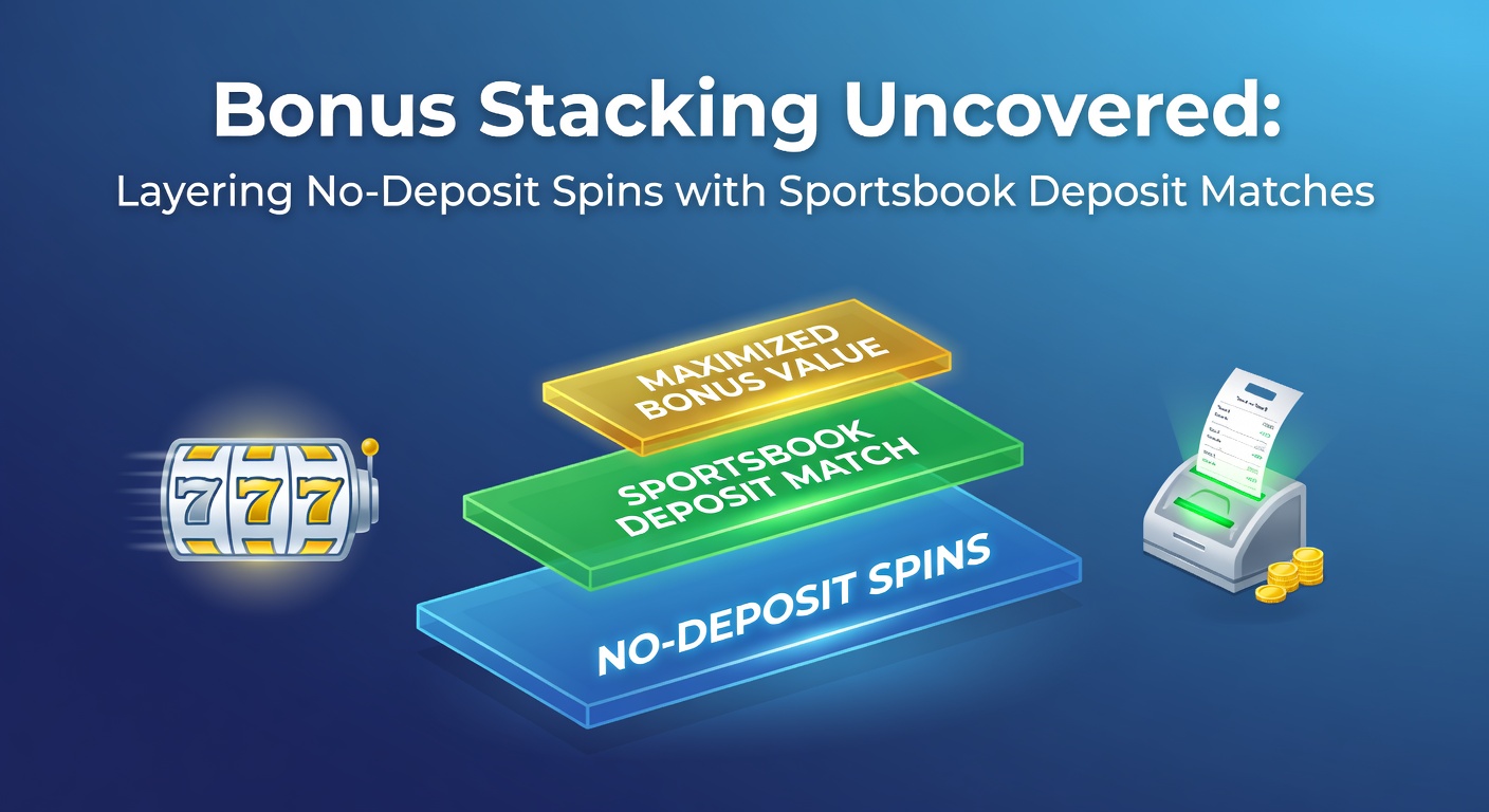 Grafik zeigt gestapelte Bonus-Symbole mit Free Spins und Sportwetten-Elementen, die nahtlos ineinander übergehen